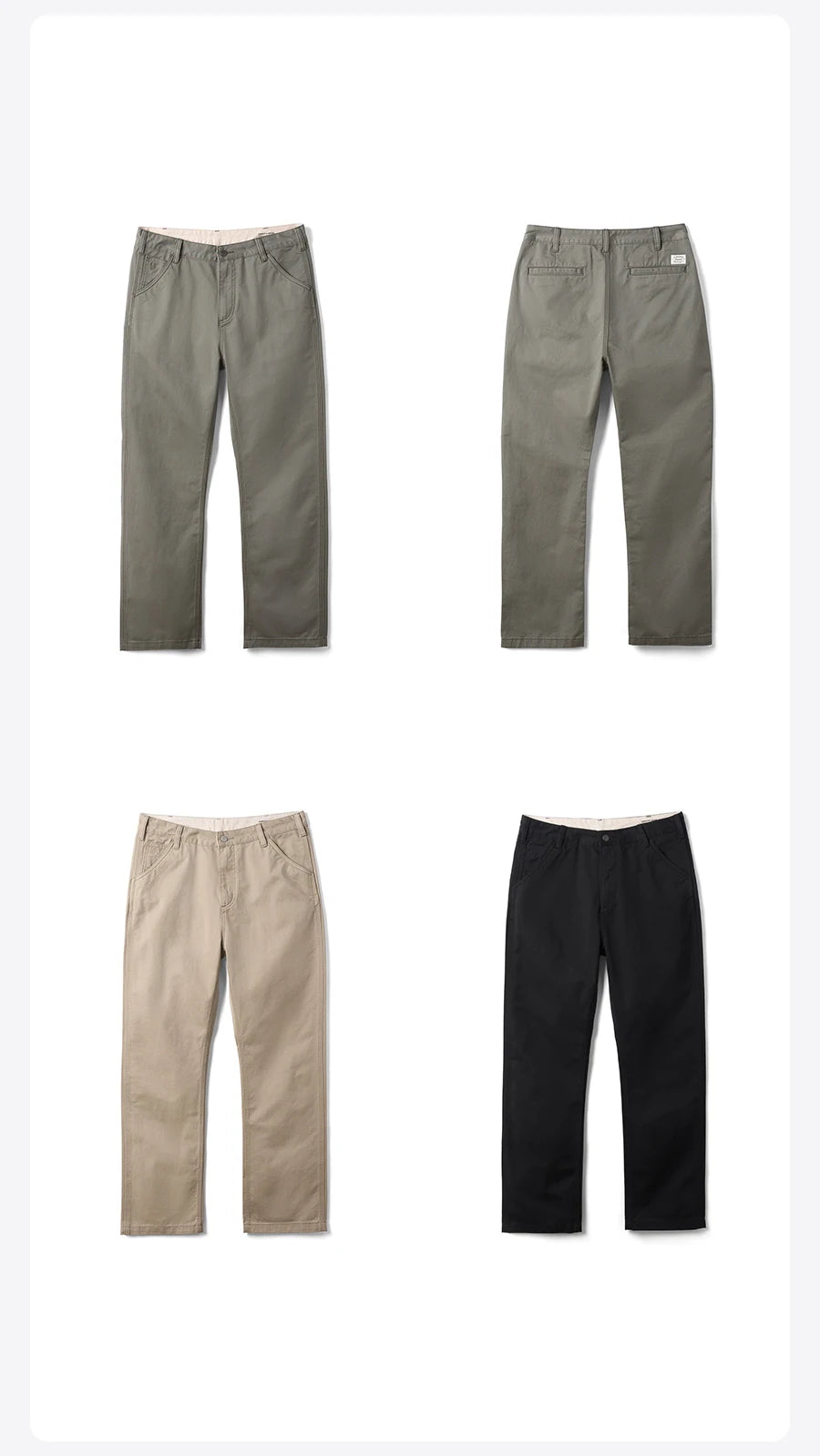 Cotton Chinos Pants - Loose Straight Casual Trousers for Men