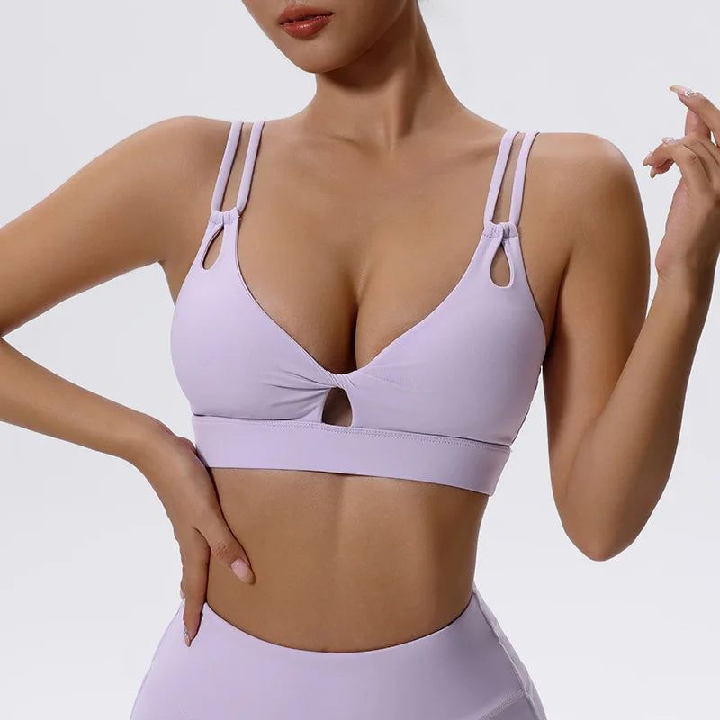 Women's High Impact Push-Up Sports Bra – Open Back Gym Crop Top