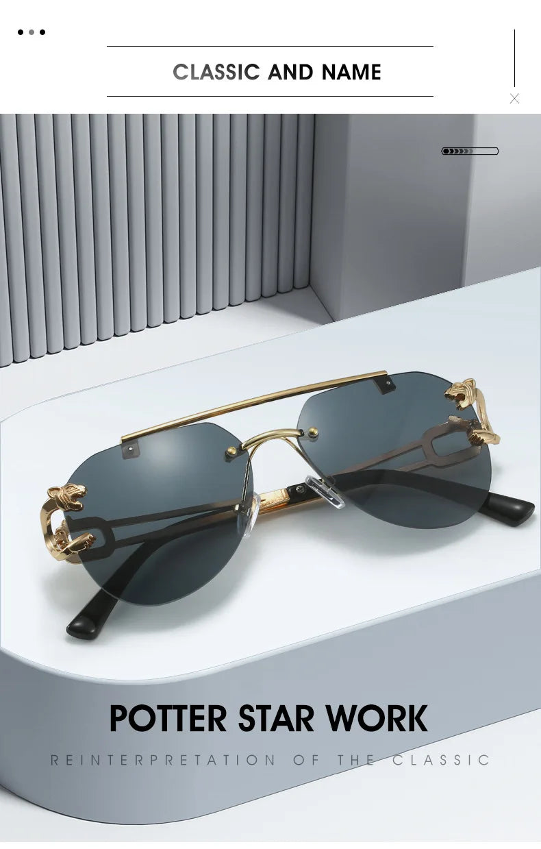 Unisex 2 Pairs Per Set Rimless Gradient Double Bridge Sunglasses