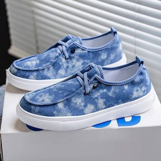 Men's Denim Casual Sneakers - Soft Skateboard Trainers