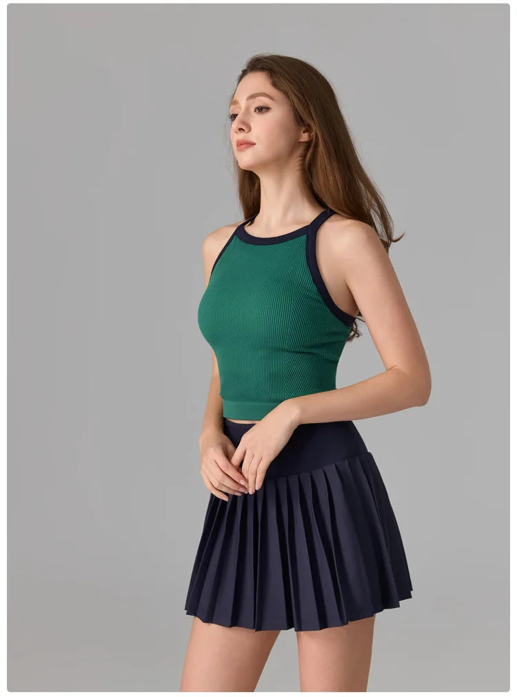 Women's Seamless Knitted Yoga Top - Sleeveless Quick Dry Workout Vest