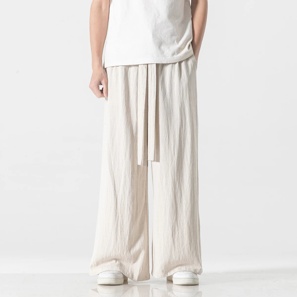 Men's Cotton Linen Harem Wide Leg Pants Trousers