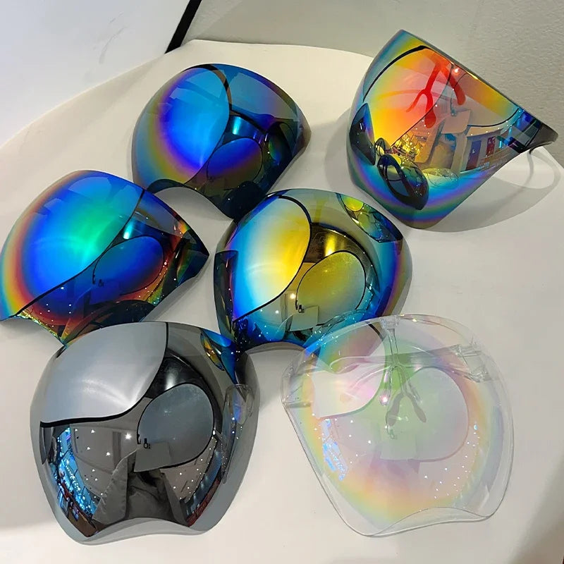 Unisex Huge Goggle Futuristic Mirror  Wrapped Round Anti-UV Sunglasses