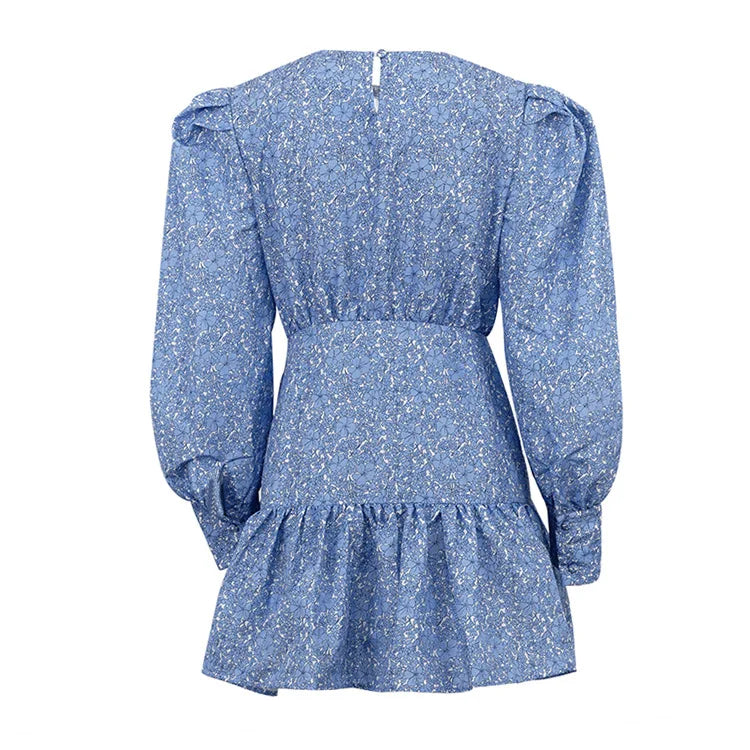 Women's Casual Chic Doll Collar Lantern Sleeve Mini Dress