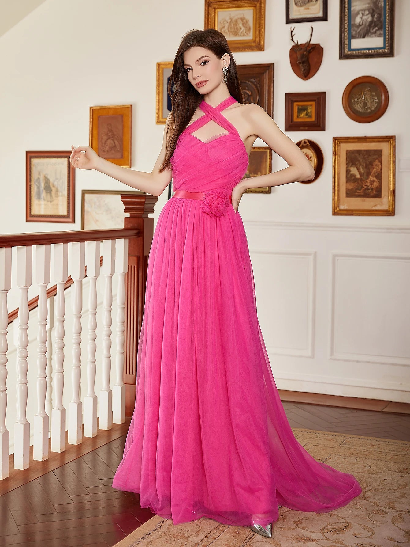 Women's Satin Gown Irregular full length Dress