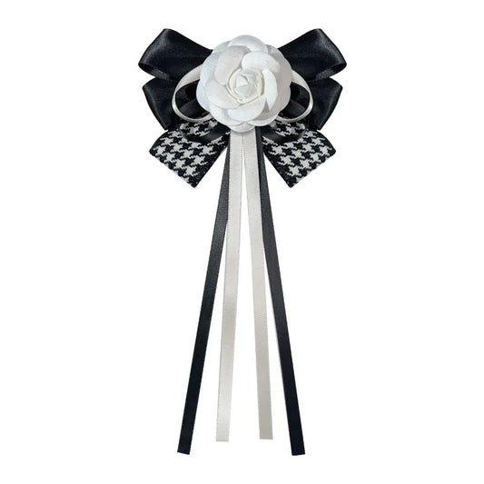 Elegant Fabric Camellia Flower Bow Brooch Pin - Women's Fashion Corsage Shirt Collar Badge Accessory