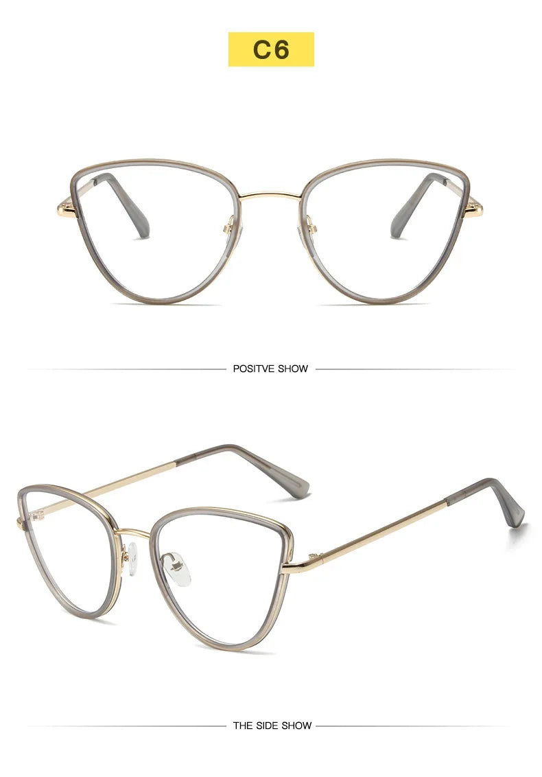 Fashion Cat Eye Eyeglass Frame - Anti Blue Light Prescription Compatible for Women