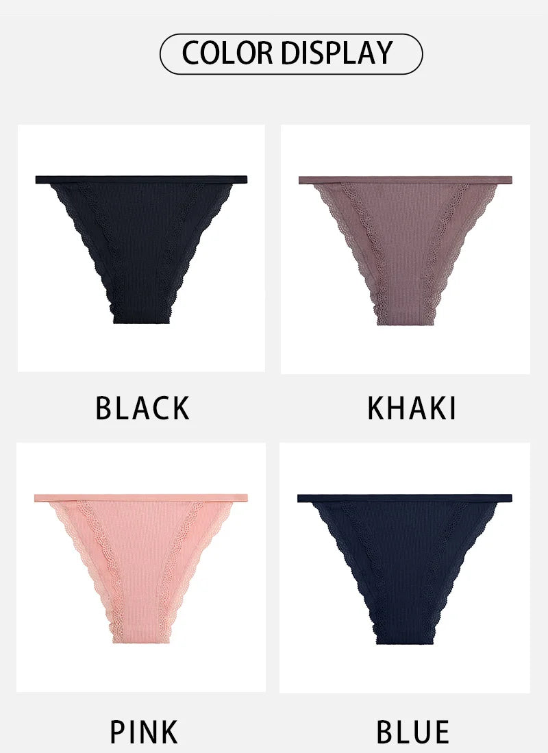Women's Cotton Lace Briefs 3-Piece Set - Comfortable Underwear