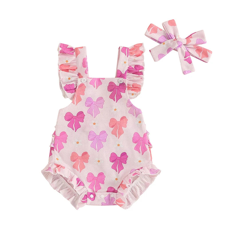 Lovely Baby Girls Romper Set with Headband (0-18M)