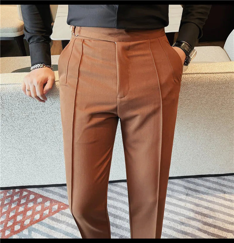 Men's British Style Slim Fit Smart Casual Trousers