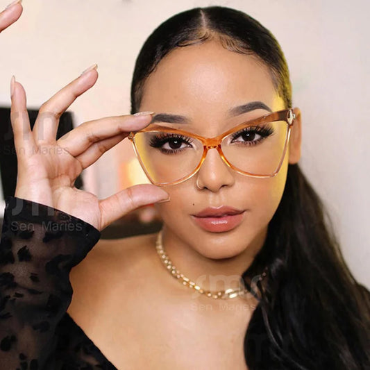 Women's Cat Eye Blue Light Blocking Glasses - Butterfly Large Frame Eyewear