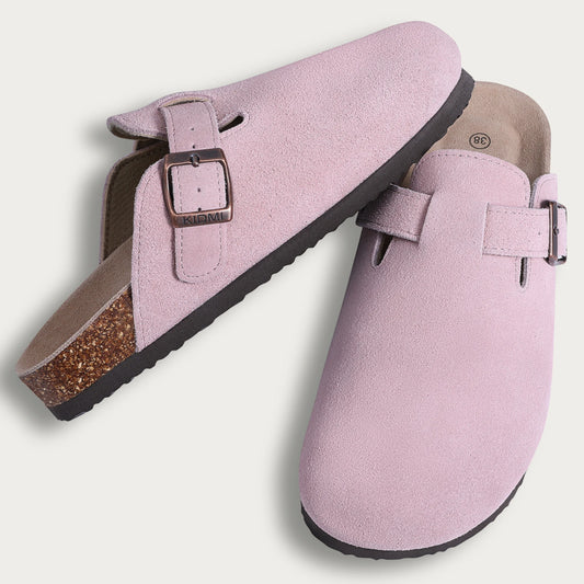 Unisex Slip On Suede Clogs Slides With Arch Support And Adjustable Buckle
