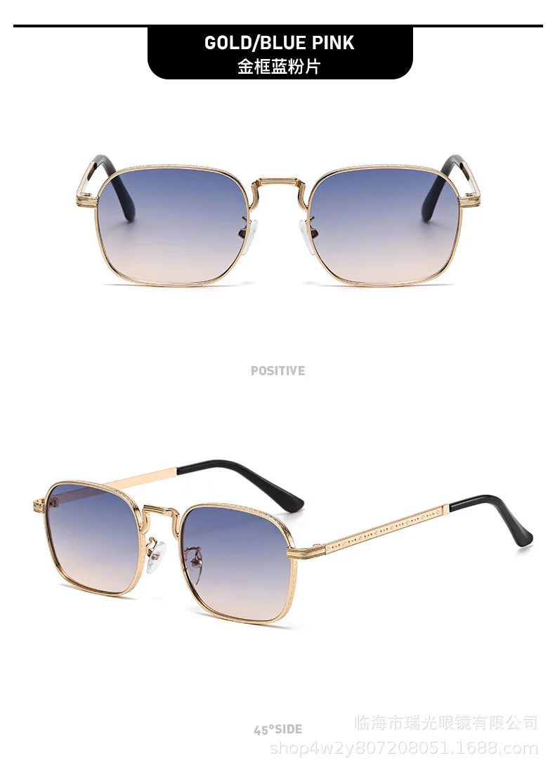 Retro Square Oval Metal Sunglasses - UV400 Protection for Women & Men
