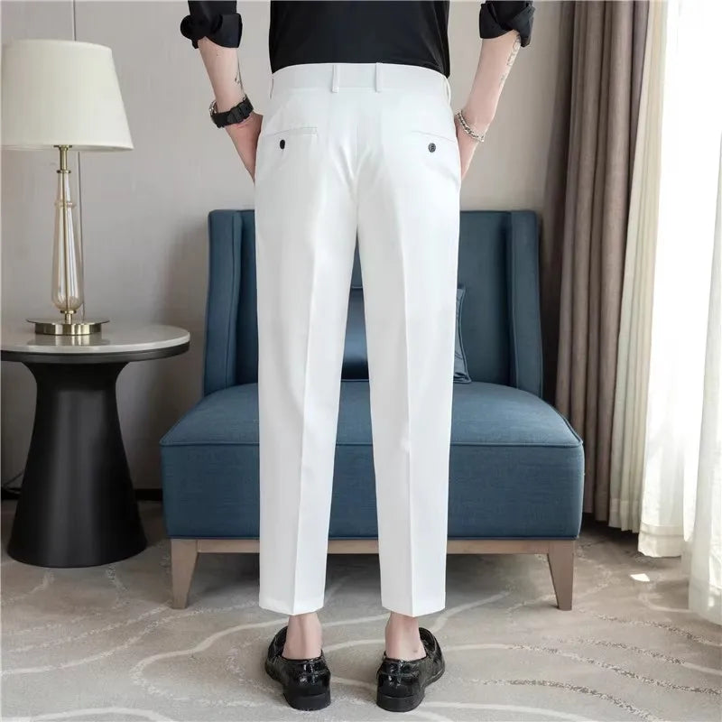 Men’s Solid Colour Ankle-Length Trousers