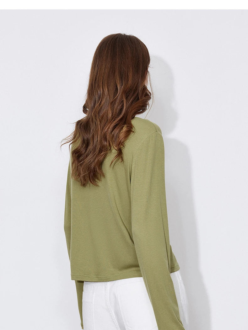 Women's Long Sleeve Blocking Splicing Slim Fit Top