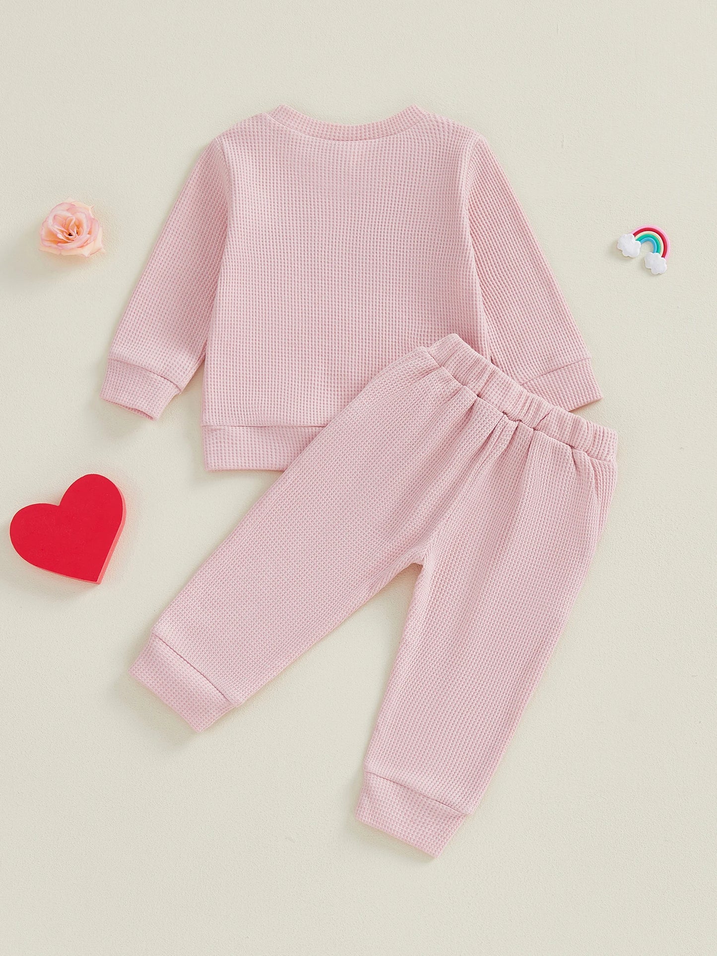 Toddler Baby Girls Valentine's Day Heart Print Long Sleeve Pullover and Pants Set