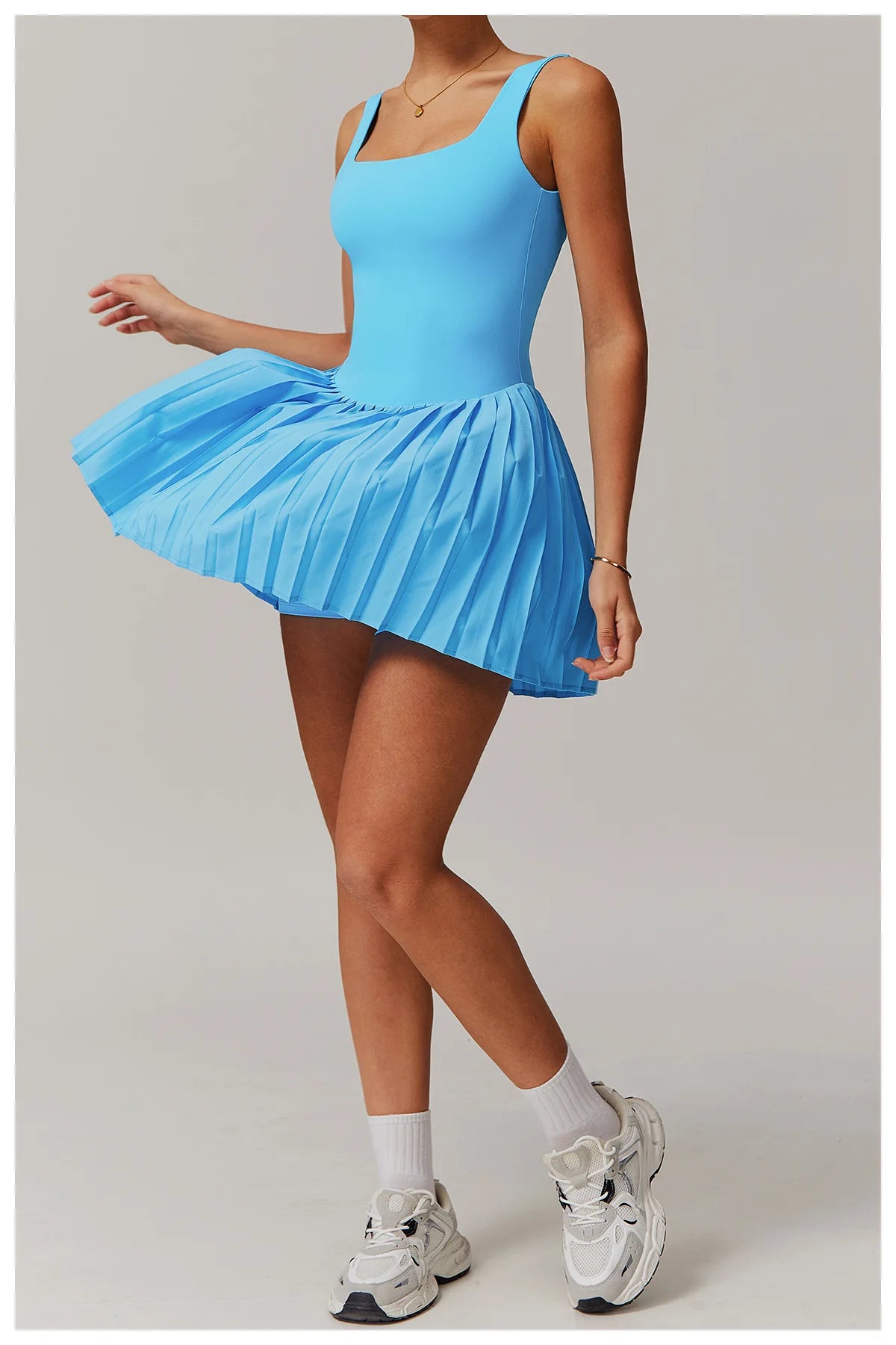 Tennis Skirt with Inner Lining - Pleated Golf Workout Dress with Pockets
