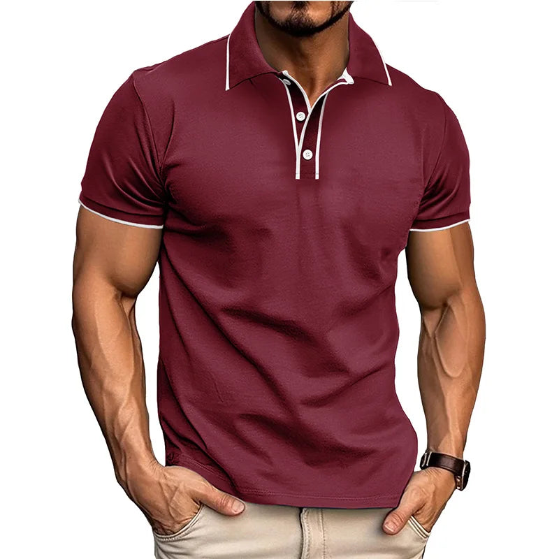 Men's Summer Smart Casual  Turn Down Collar Short Sleeve Polo Shirt