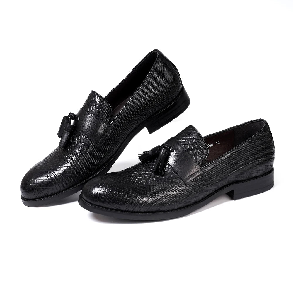 Men's Tassel Genuine Leather Slip on Daily Casual  Handmade Office Wedding Loafer Shoes