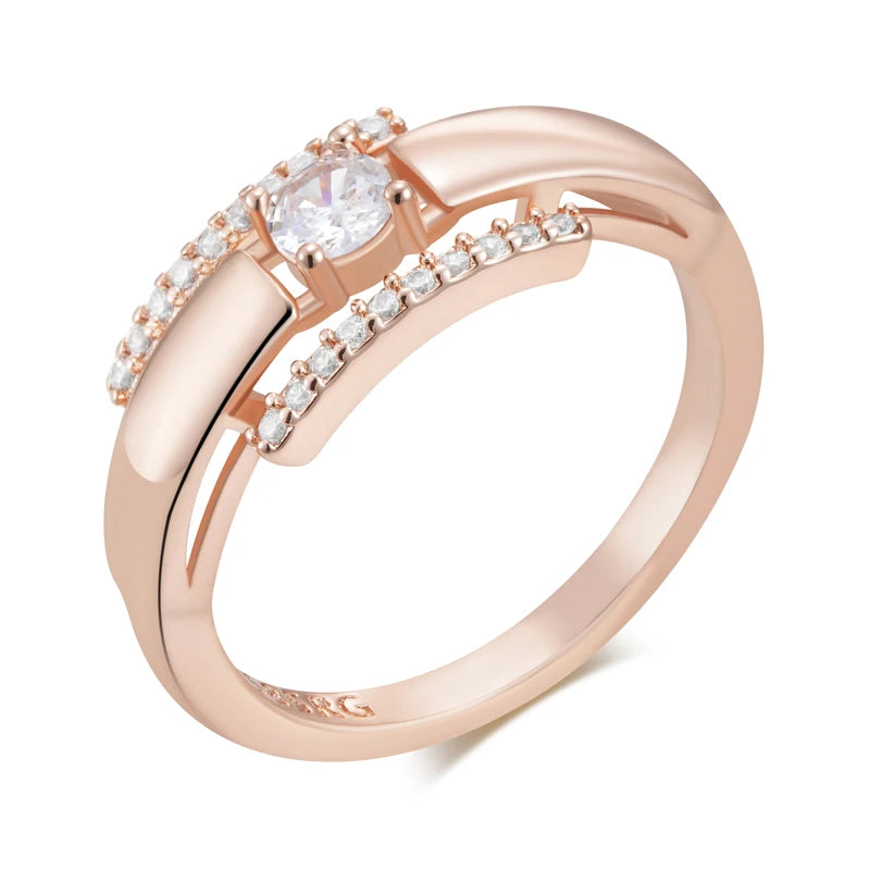 Elegant Rose Gold Wedding Ring - Natural Zircon