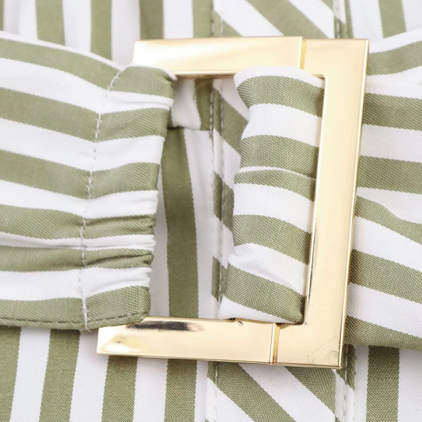 Women's Loose Summer Dress - Vertical Stripe Backless Mid-Length Tie Waist
