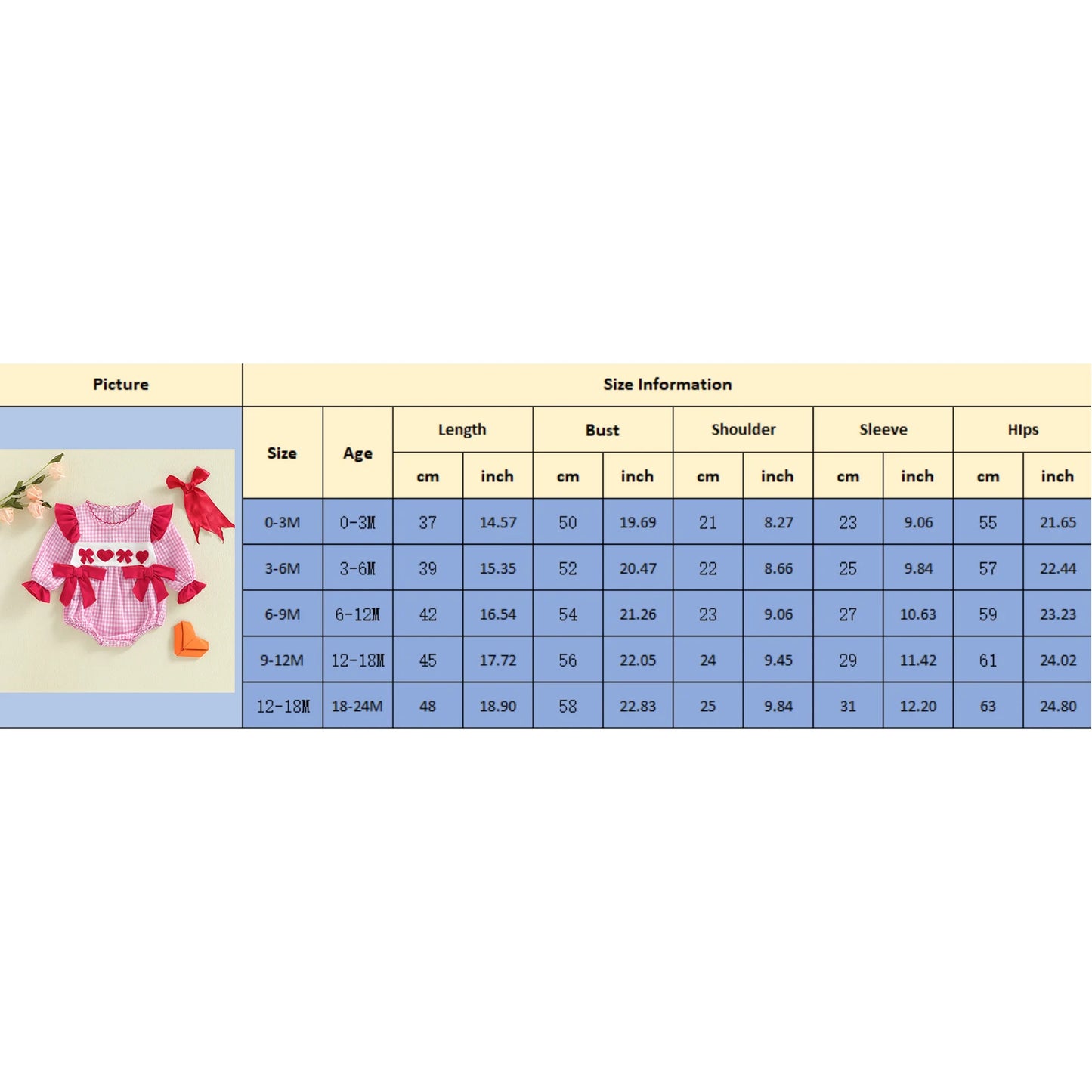 Baby Girls Boys Valentine's Day Plaid Print Bow Heart Embroidered Long Sleeve Romper