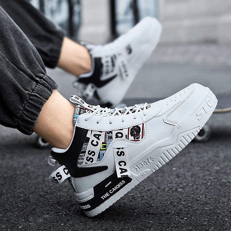 Platform Vulcanized High-Top Sneakers - Unisex Sports Shoes