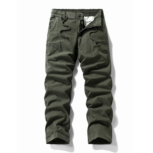Cotton Straight Multi-Pocket Cargo Jogger Trousers