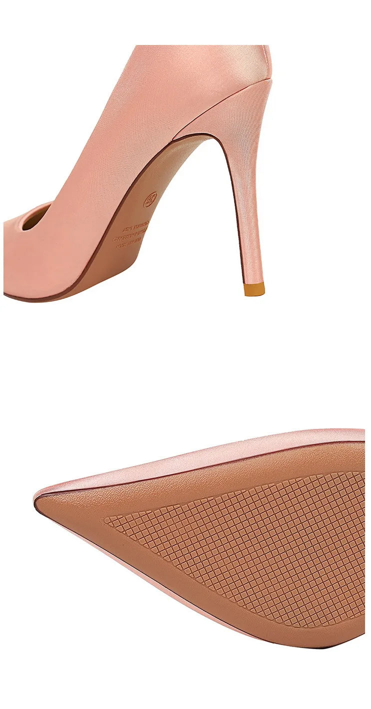 Silk Stiletto Pumps - Spring High Heels Plus Size Available
