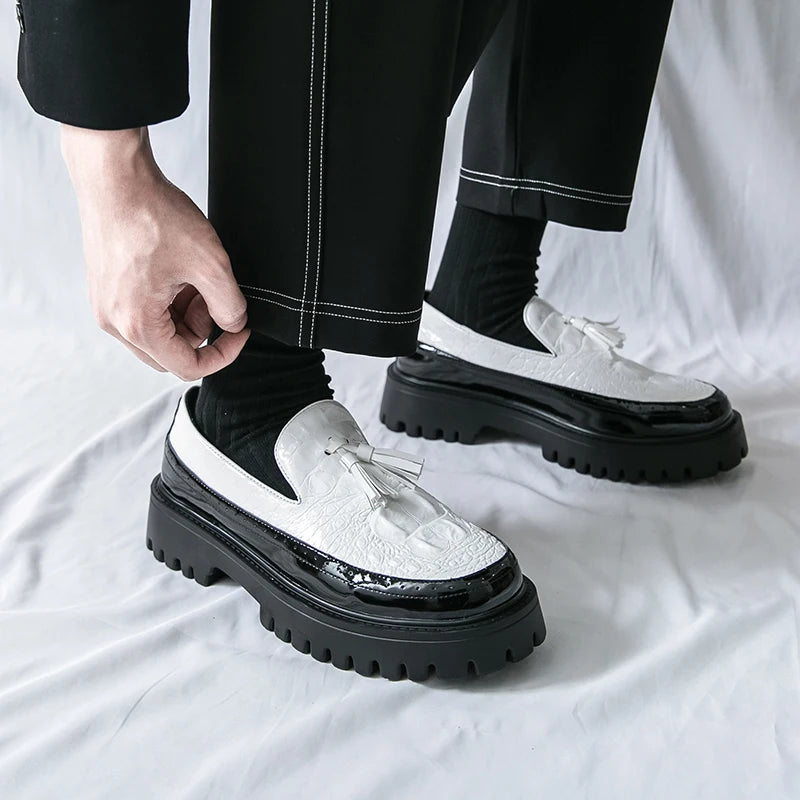 Leather Business Dress Shoes - Men's Slip-On Platform Loafers & Work Flats