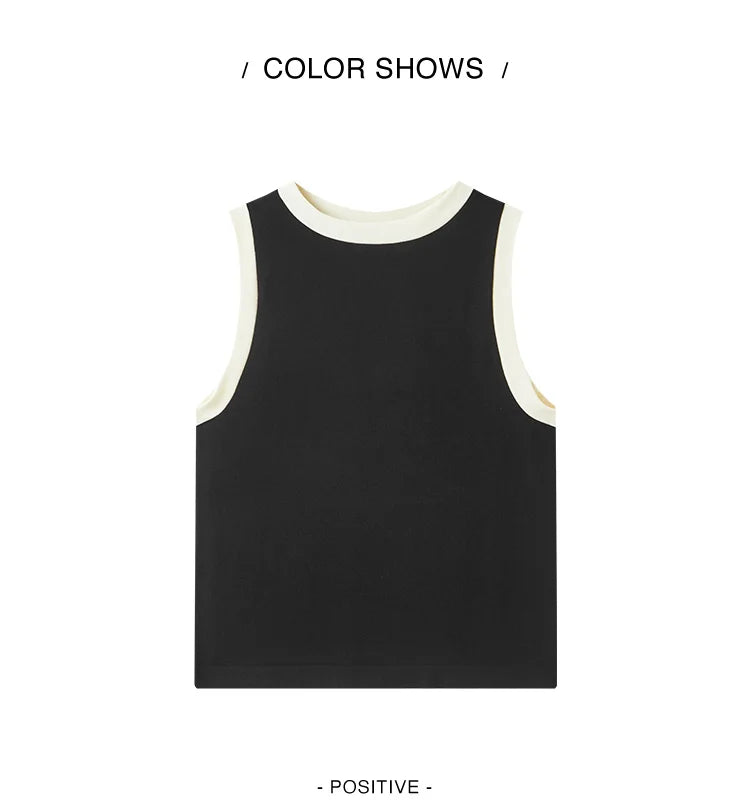 Women's Color-Block Round Neck Camisole - Slim Fit Vest Top