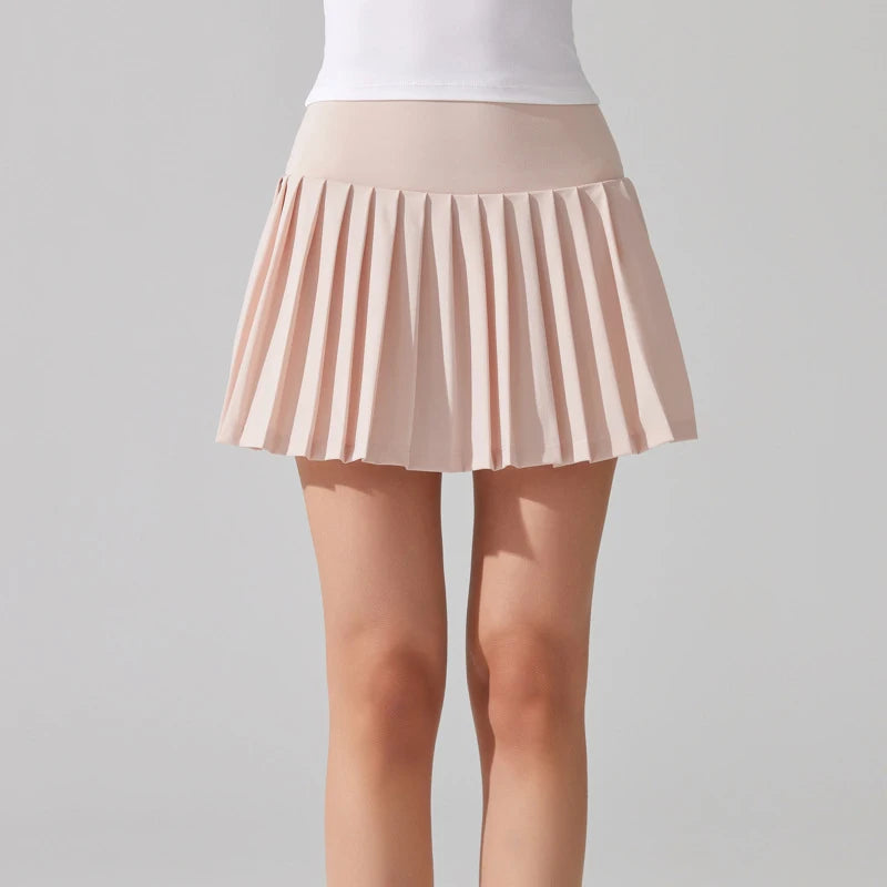 Women's 2-in-1 Tennis Skirt - Pleated Quick Dry Sports Skirt with Pockets