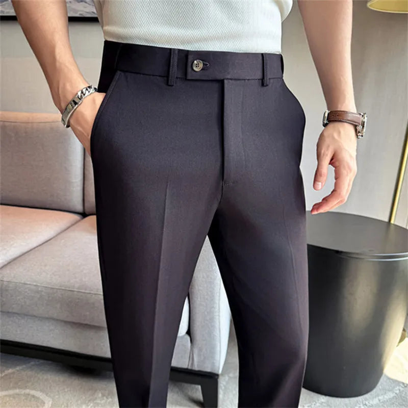 Men's Elastic Waist Suit Trousers