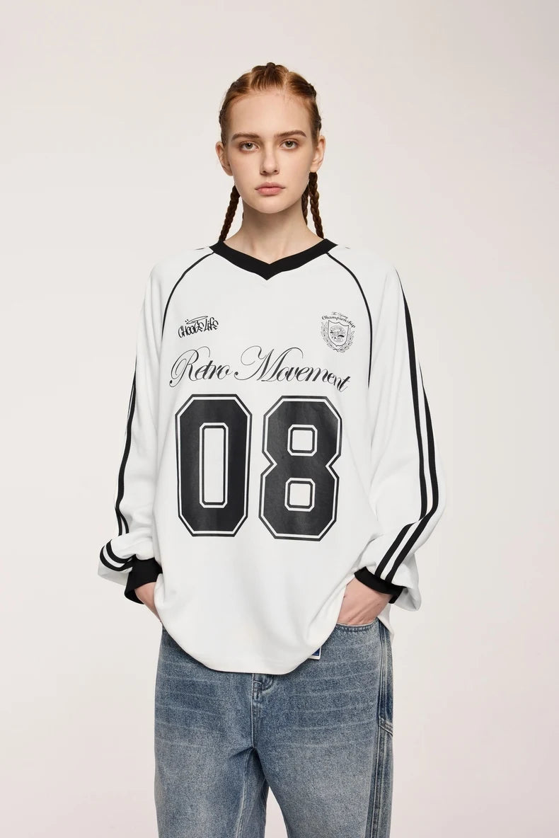 Unisex Graphic Football Jersey Loose Fit Long-sleeved sportswear T-Shirt