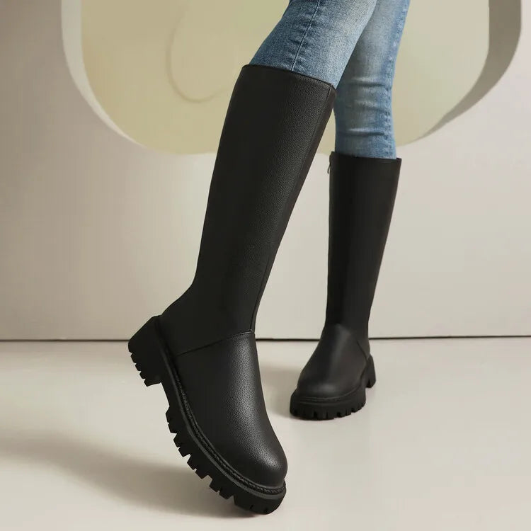 Faux Suede Ankle Boots - 5cm Flat Heel with Belt Buckle Detail