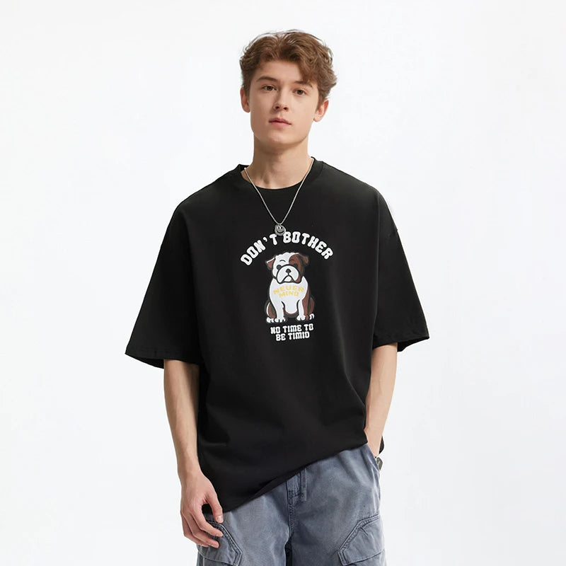 Men's French Bulldog Fun American Vintage 100% Cotton Heavyweight Casual Short Sleeve T-Shirt