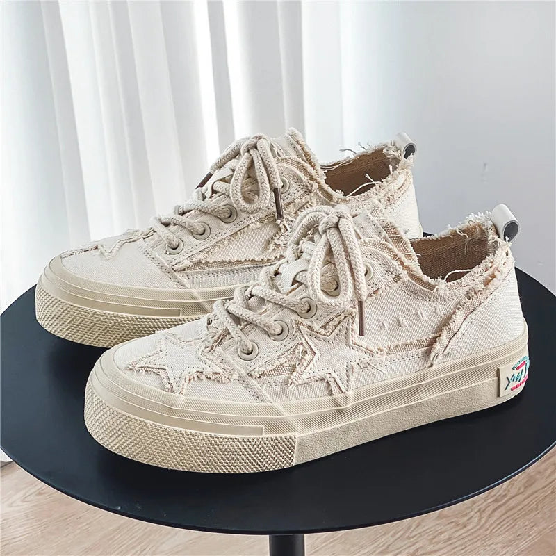Men's Casual Denim Sneakers - Stars Platform Skateboard Shoes