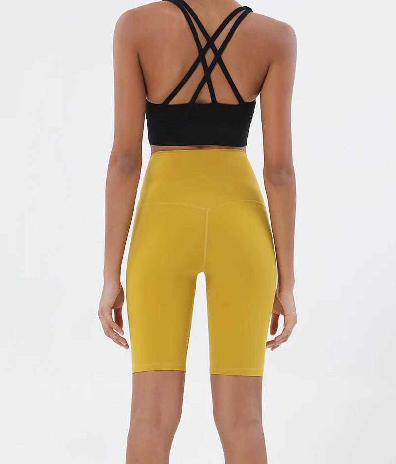 High Waist Gym Shorts - Women's Yoga Cycling Shorts with No T-Line