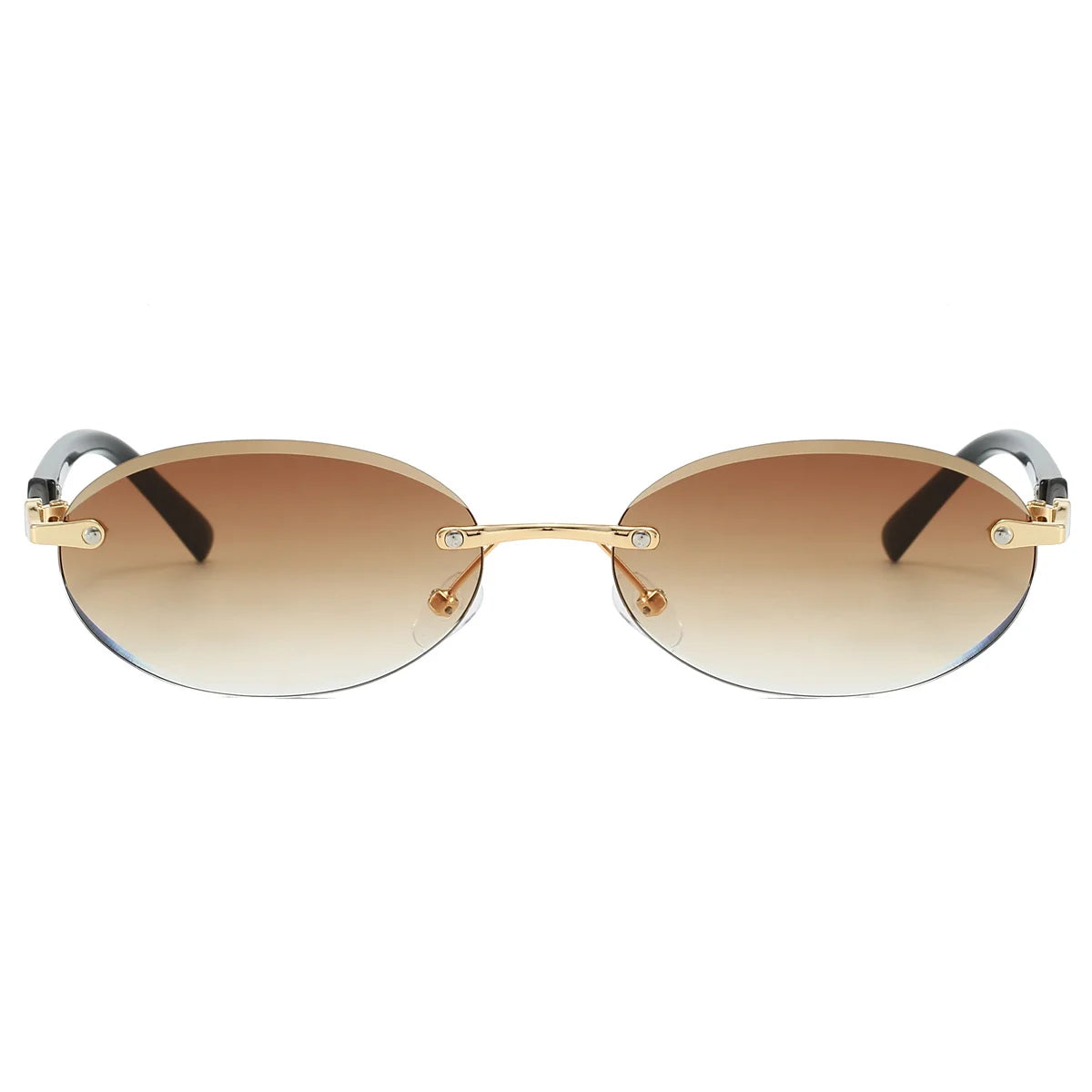 Unisex  Retro Metal Gradient Oval Sunglasses
