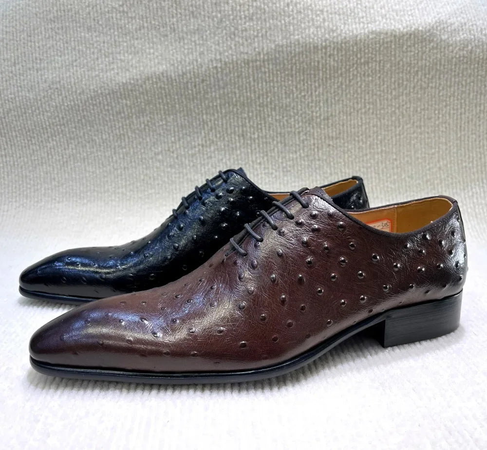 Crocodile Pattern Square Toe Brogue Leather Oxford Shoes