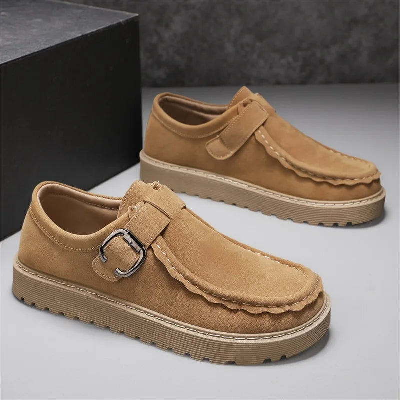 Men's Platform Sneakers - Buckle Closure Tennis Sports Shoes