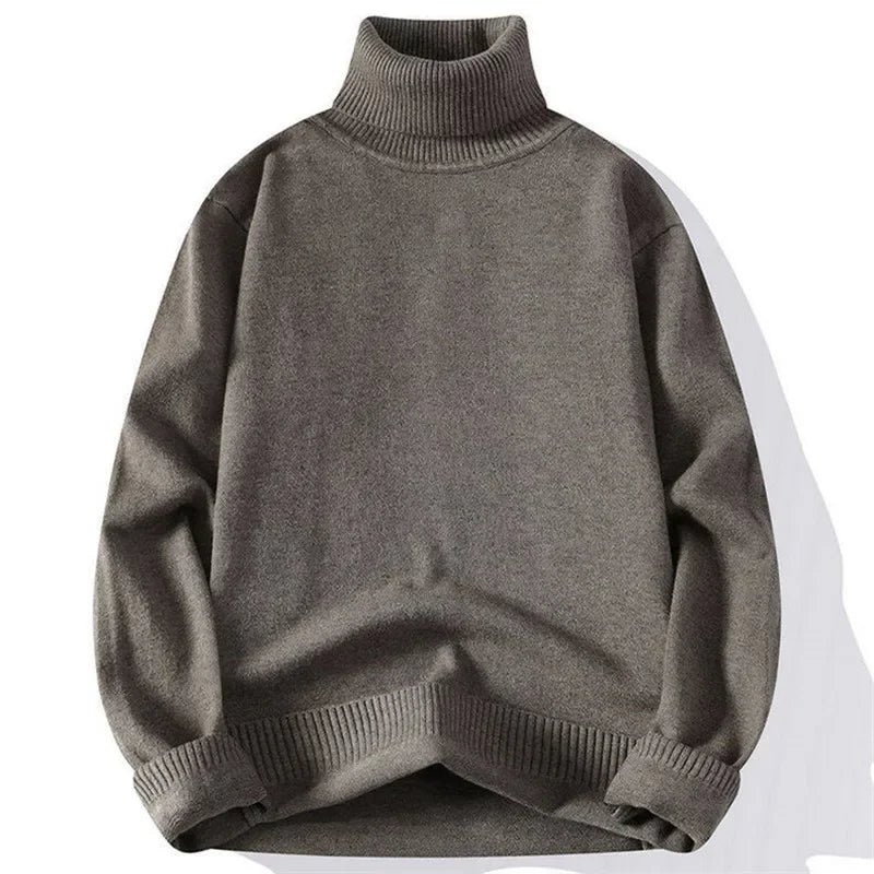 Men's Turtleneck Knitted Sweater - Slim Fit Pullover