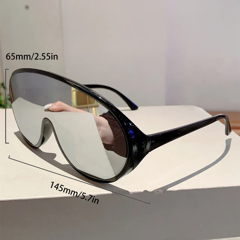 Oversized Fashion Sunglasses - Women's Mirror Sports Goggles for Outdoor Cycling