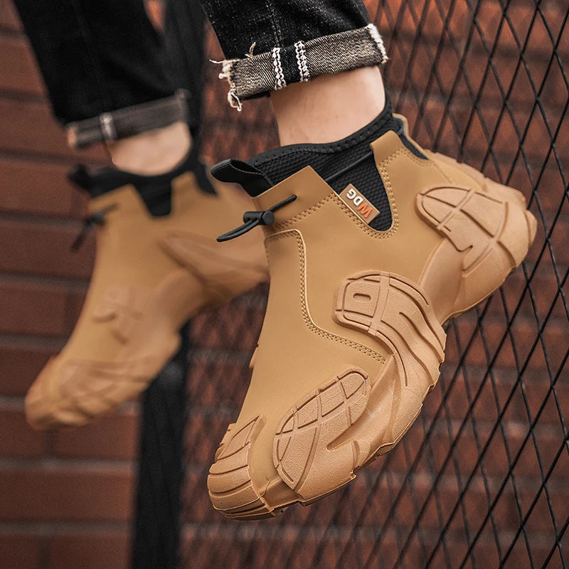 High-Top Platform Sneakers - Men's Slip-On Ankle Boots