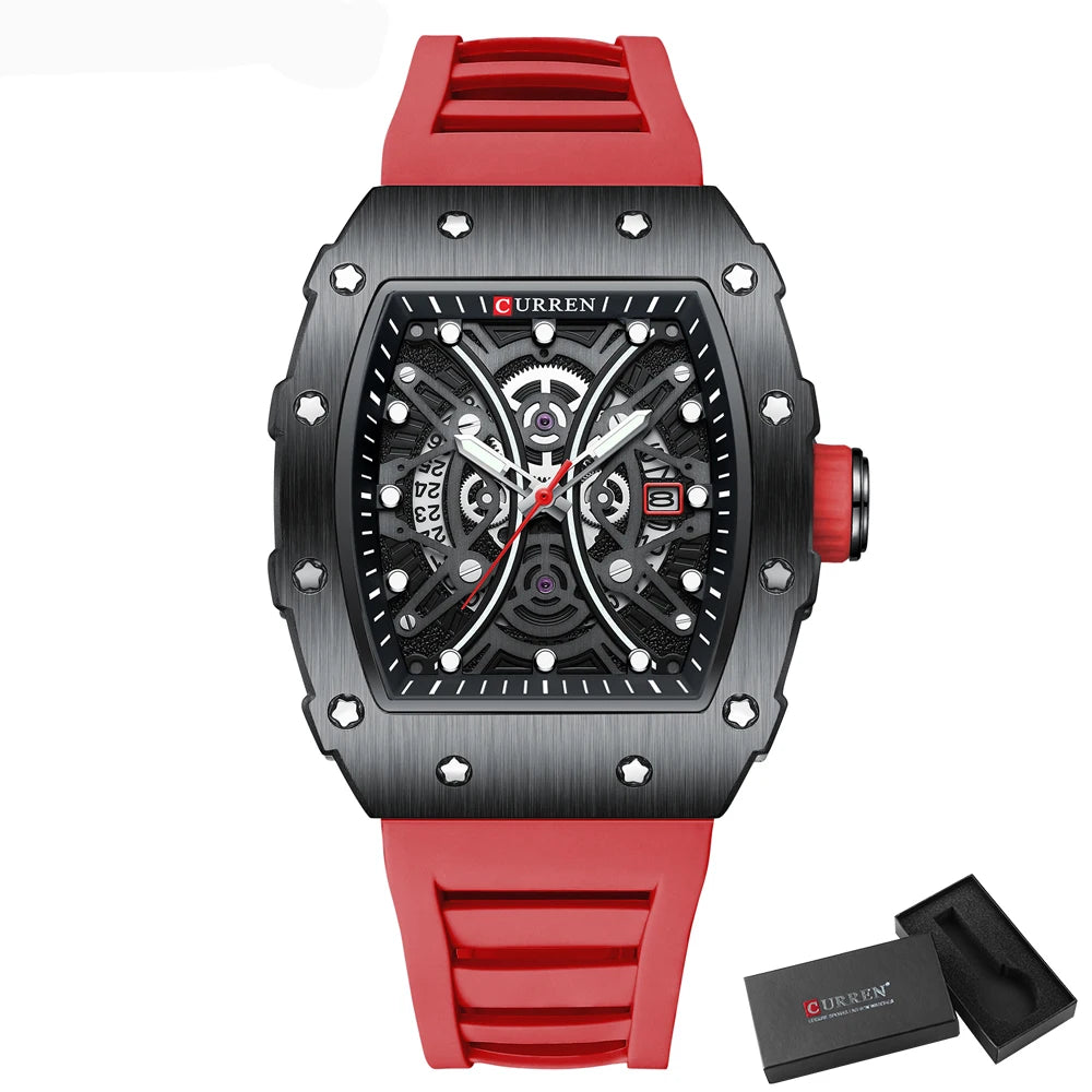 Men's 3D Quartz Stainless Steel Watch - Waterproof with Silicone Strap