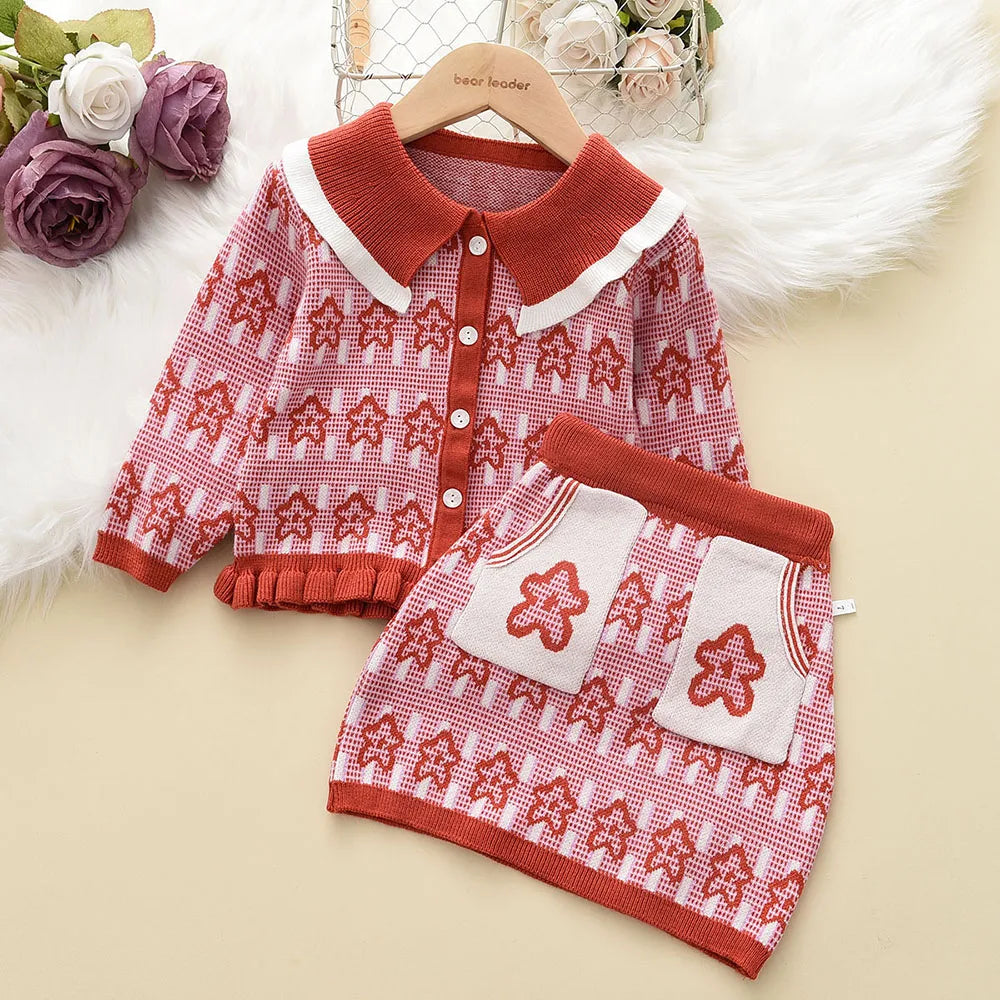 Children's Girl's Knitted Sweet Outfit Set