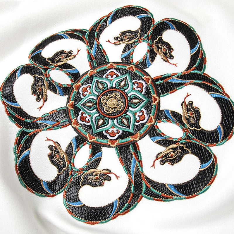Snake Embroidery Crew Neck Sweater