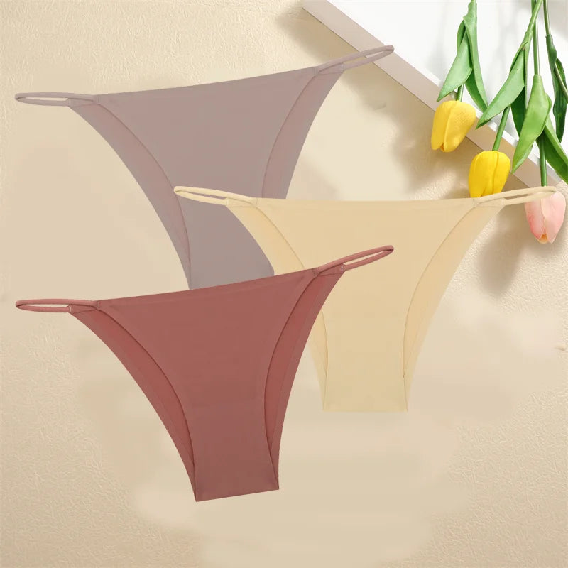 3-Pack Seamless Low Waist Bikini Briefs - Comfortable Stretch Underwear