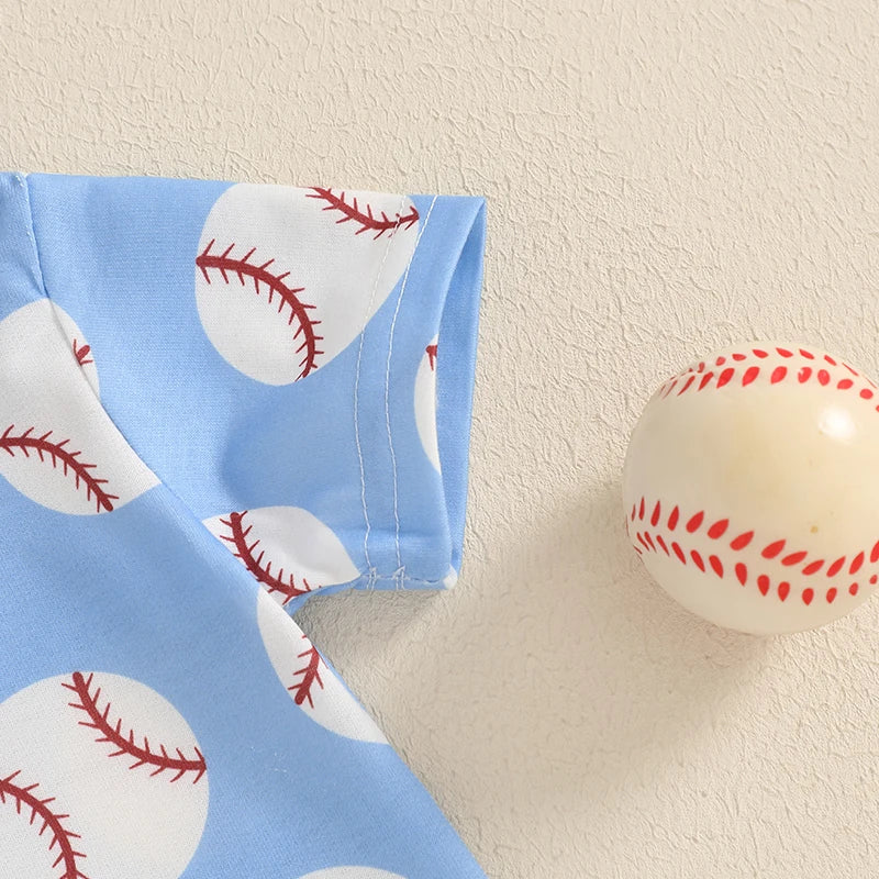 Toddler Baby Boys' Baseball Outfit Set - Short Sleeve T-Shirt & Elastic Waist Shorts 2pcs