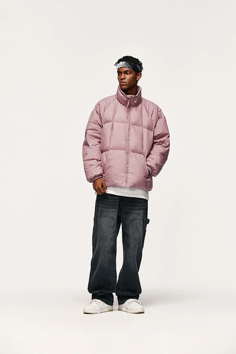 Minimalist Down Jacket Unisex - 90% Down Fill High Collar Winter Outerwear
